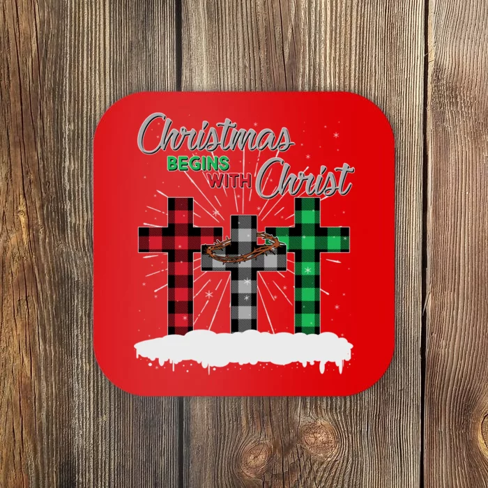 Christmas Begins With Christ Jesus Birthday Coaster