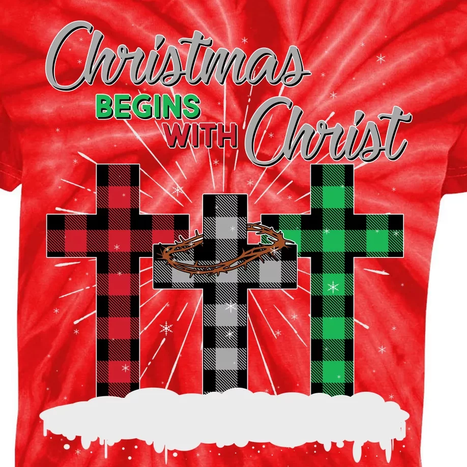 Christmas Begins With Christ Jesus Birthday Kids Tie-Dye T-Shirt