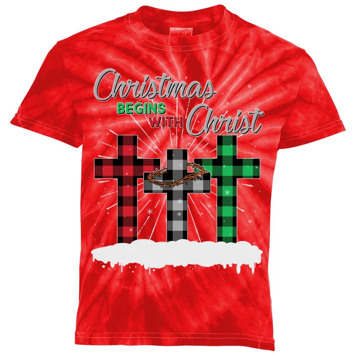 Christmas Begins With Christ Jesus Birthday Kids Tie-Dye T-Shirt