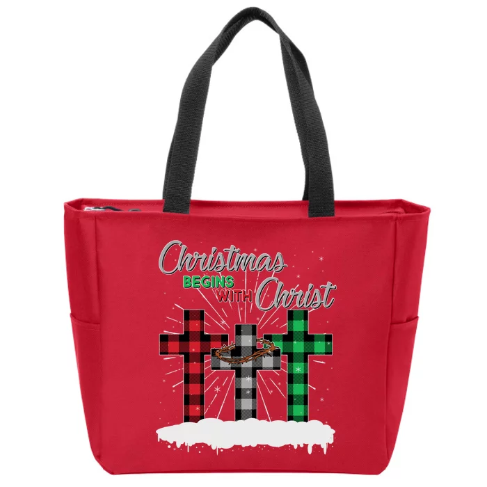 Christmas Begins With Christ Jesus Birthday Zip Tote Bag