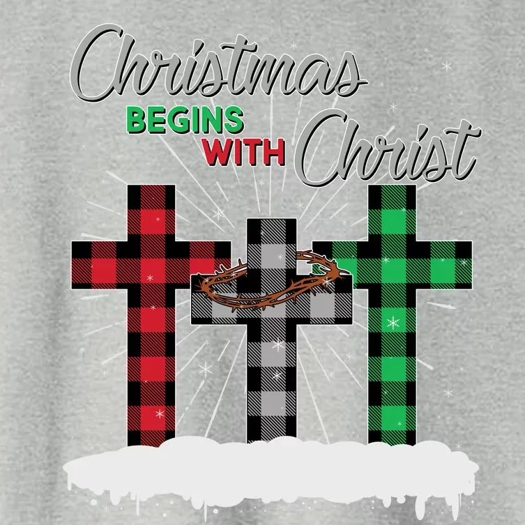 Christmas Begins With Christ Jesus Birthday Women's Crop Top Tee