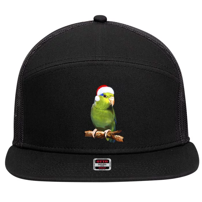 Christmas Bird Parrot 7 Panel Mesh Trucker Snapback Hat