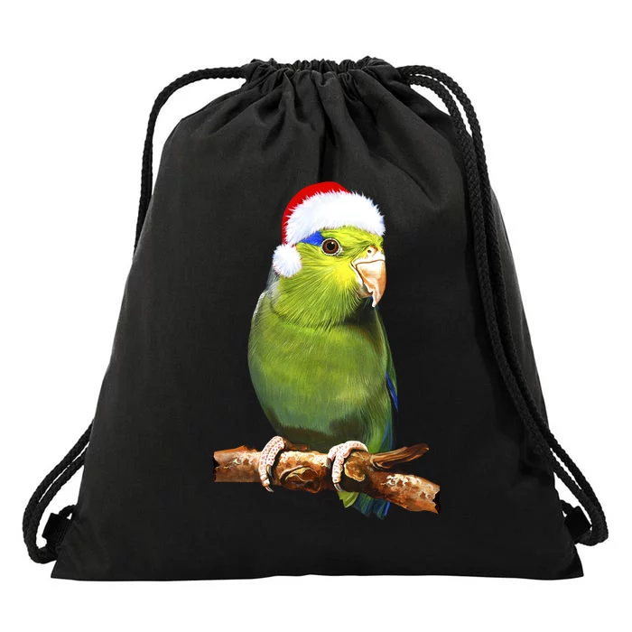 Christmas Bird Parrot Drawstring Bag