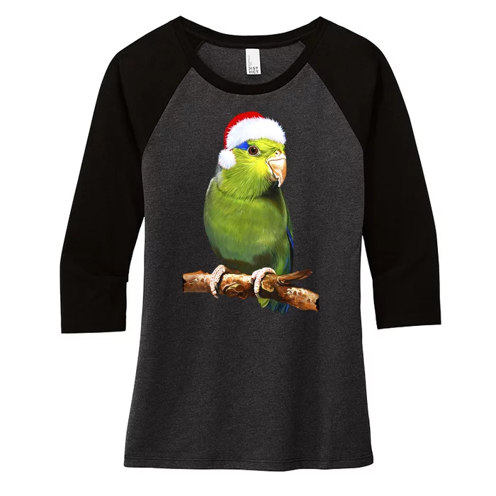 Christmas Bird Parrot Women's Tri-Blend 3/4-Sleeve Raglan Shirt