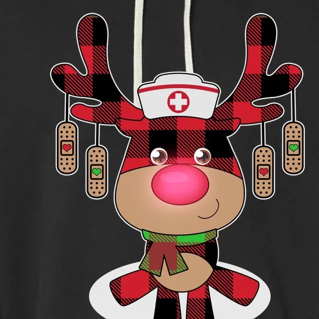 Christmas Boo Boo Crew Reindeer Nurse Garment-Dyed Fleece Hoodie