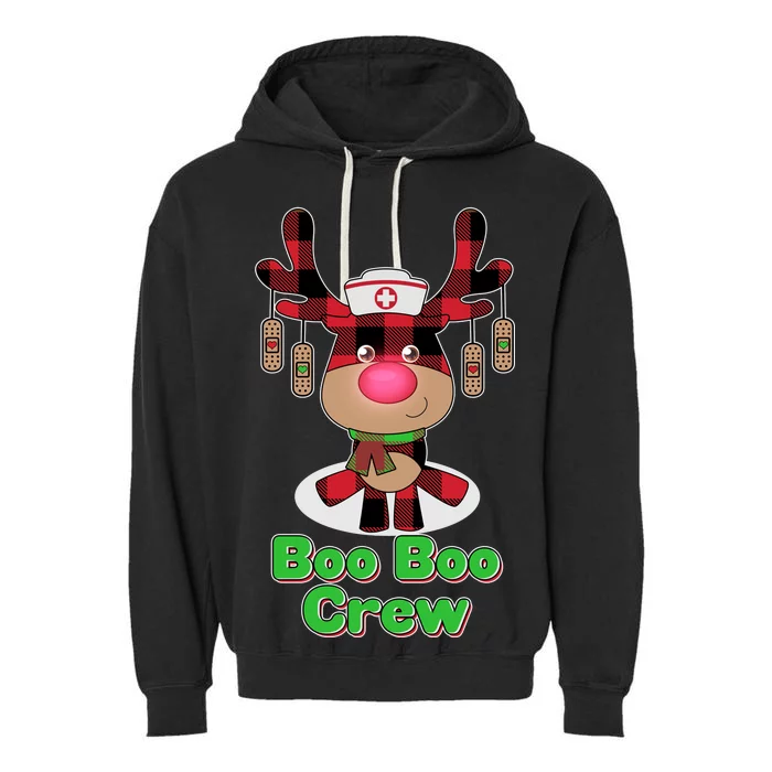 Christmas Boo Boo Crew Reindeer Nurse Garment-Dyed Fleece Hoodie