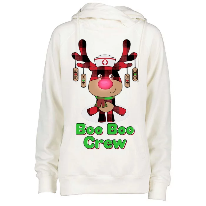 Christmas Boo Boo Crew Reindeer Nurse Womens Funnel Neck Pullover Hood