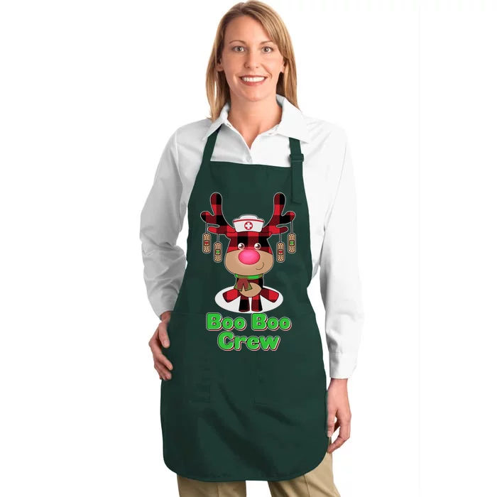 Christmas Boo Boo Crew Reindeer Nurse Full-Length Apron With Pocket