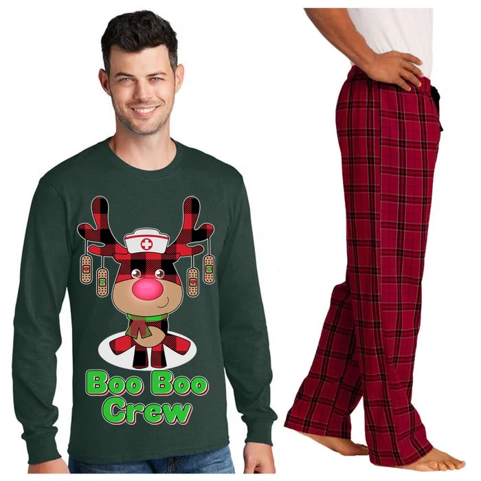 Christmas Boo Boo Crew Reindeer Nurse Long Sleeve Pajama Set