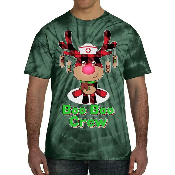 Christmas Boo Boo Crew Reindeer Nurse Tie-Dye T-Shirt