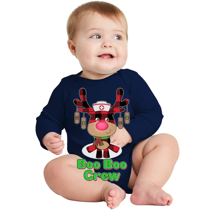 Christmas Boo Boo Crew Reindeer Nurse Baby Long Sleeve Bodysuit