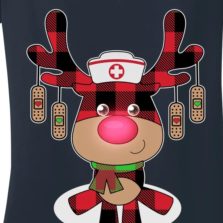 Christmas Boo Boo Crew Reindeer Nurse Women's V-Neck T-Shirt