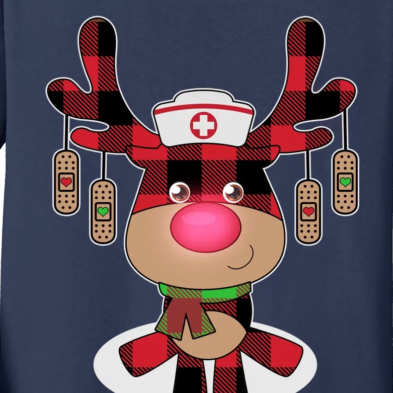 Christmas Boo Boo Crew Reindeer Nurse Kids Long Sleeve Shirt