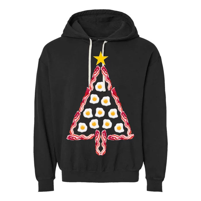 Christmas Breakfast Tree Bacon And Eggs Garment-Dyed Fleece Hoodie