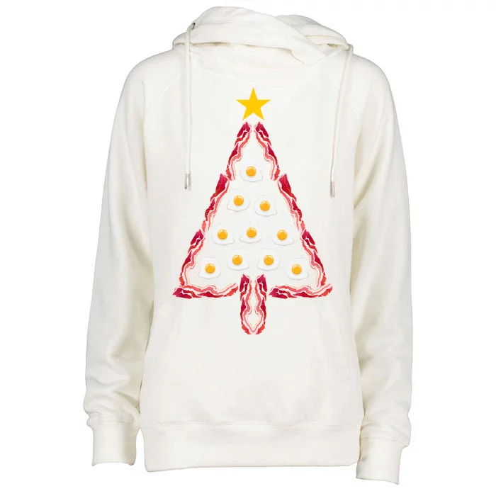 Christmas Breakfast Tree Bacon And Eggs Womens Funnel Neck Pullover Hood