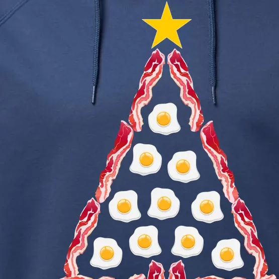 Christmas Breakfast Tree Bacon And Eggs Performance Fleece Hoodie