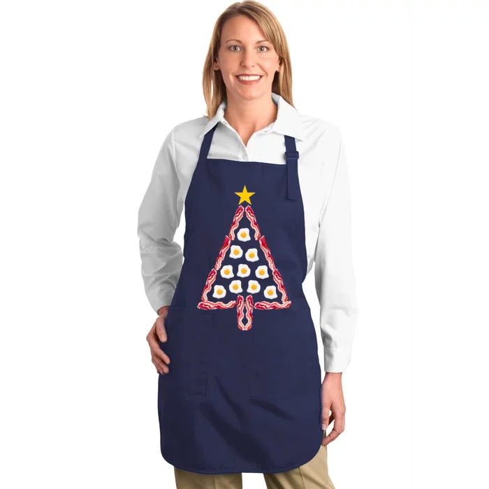 Christmas Breakfast Tree Bacon And Eggs Full-Length Apron With Pocket