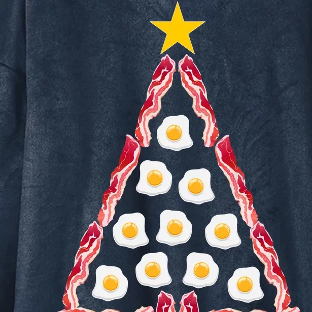 Christmas Breakfast Tree Bacon And Eggs Hooded Wearable Blanket