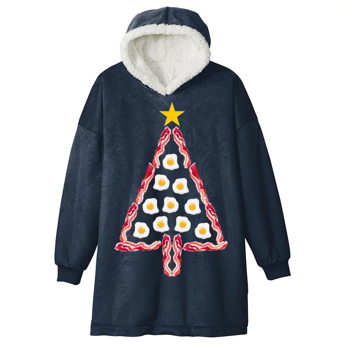 Christmas Breakfast Tree Bacon And Eggs Hooded Wearable Blanket