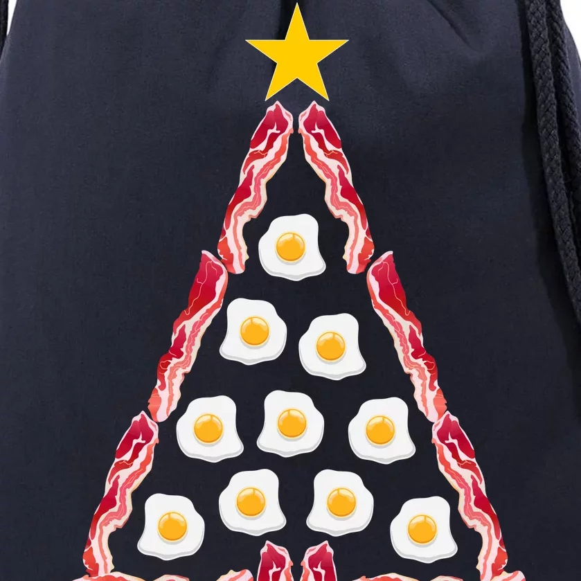 Christmas Breakfast Tree Bacon And Eggs Drawstring Bag