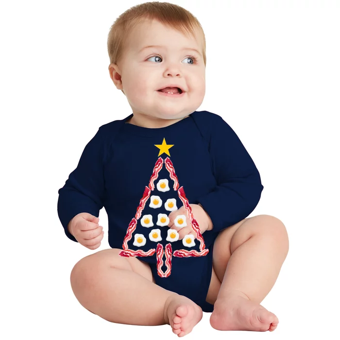 Christmas Breakfast Tree Bacon And Eggs Baby Long Sleeve Bodysuit