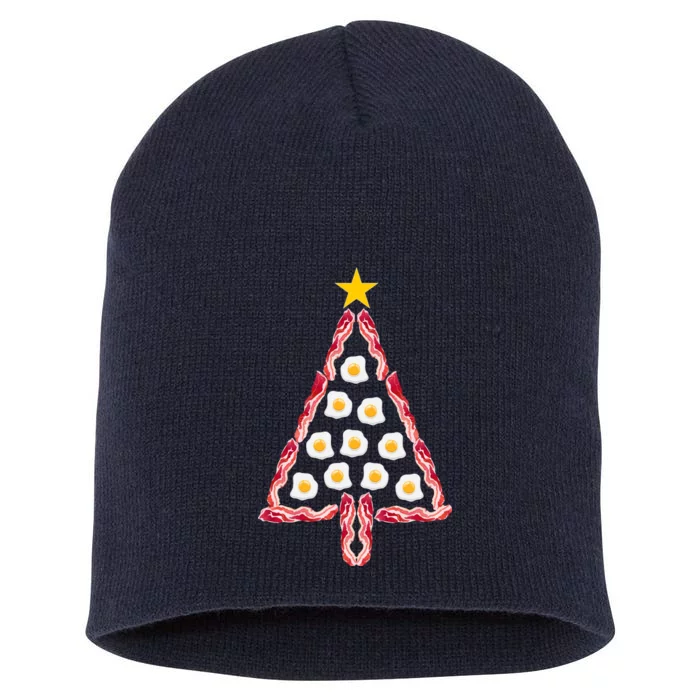 Christmas Breakfast Tree Bacon And Eggs Short Acrylic Beanie