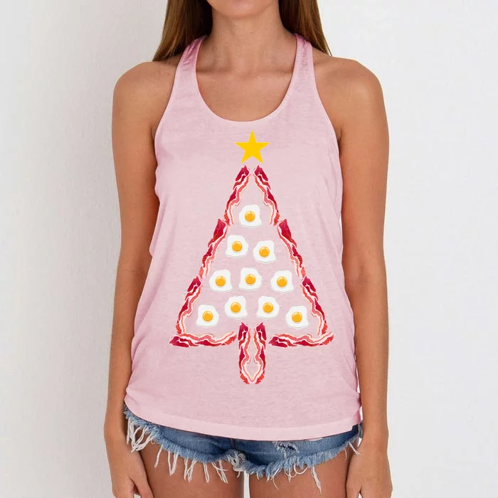 Christmas Breakfast Tree Bacon And Eggs Women's Knotted Racerback Tank