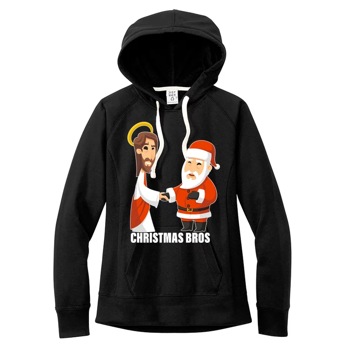 Christmas Bros Jesus And Santa Women's Fleece Hoodie