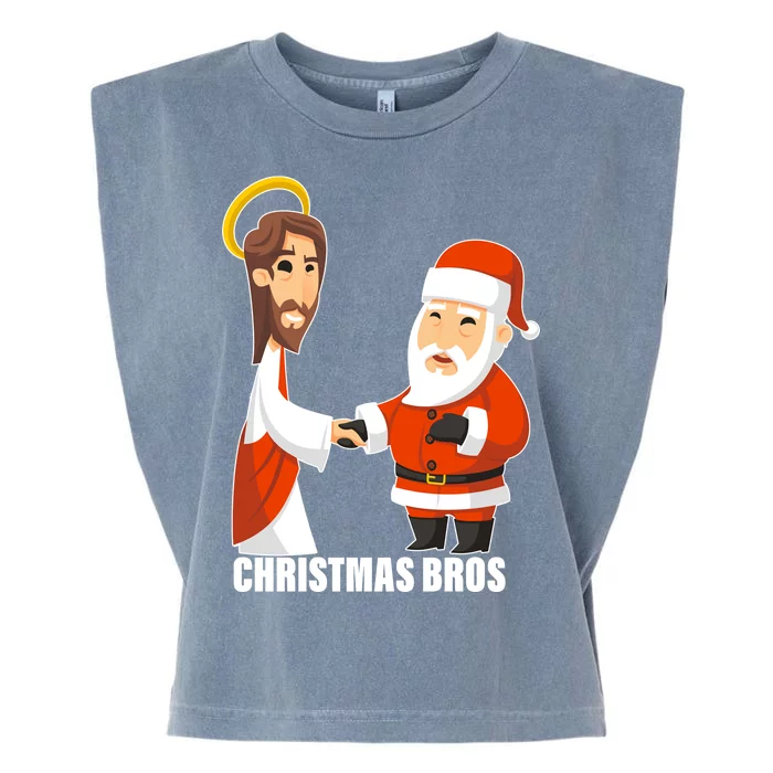 Christmas Bros Jesus And Santa Garment-Dyed Women's Muscle Tee