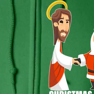 Christmas Bros Jesus And Santa Full Zip Hoodie