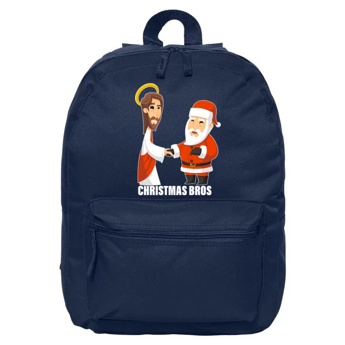 Christmas Bros Jesus And Santa 16 in Basic Backpack