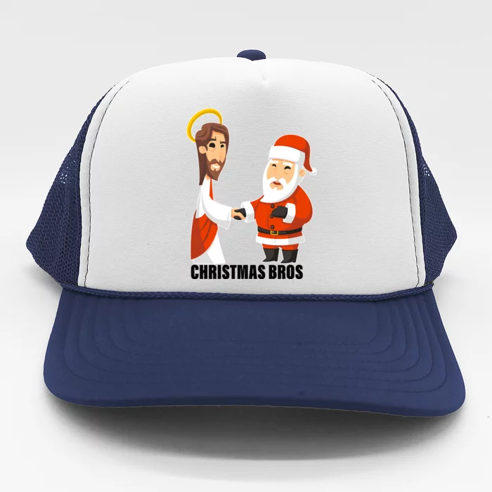 Christmas Bros Jesus And Santa Trucker Hat