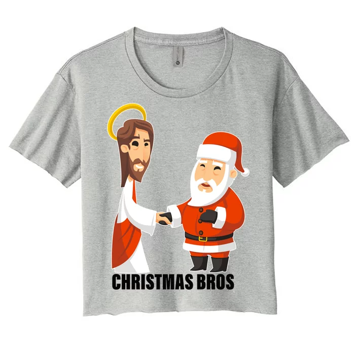 Christmas Bros Jesus And Santa Women's Crop Top Tee