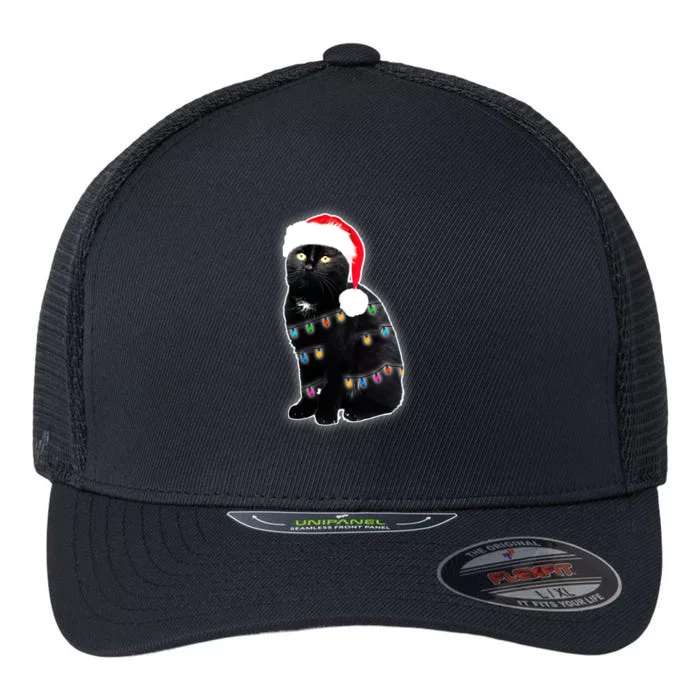 Christmas Cat Lights Flexfit Unipanel Trucker Cap