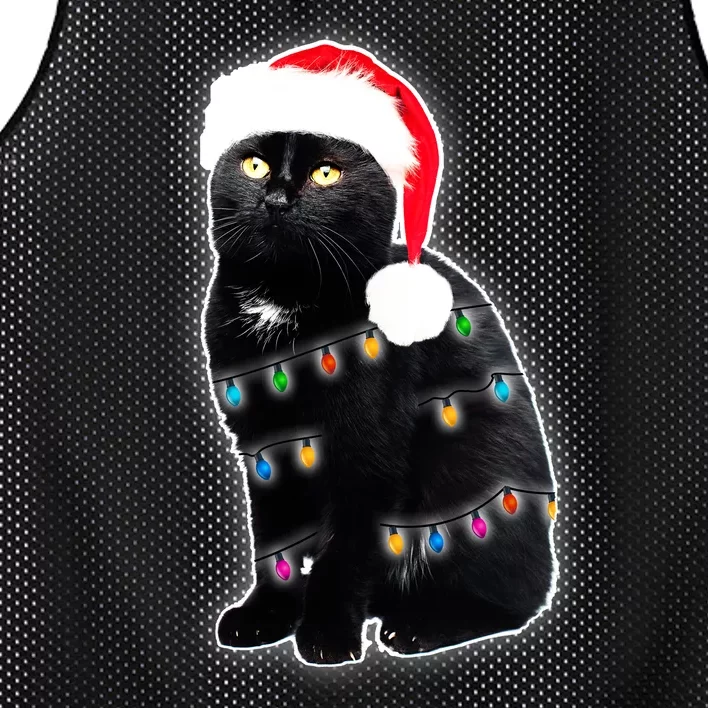 Christmas Cat Lights Mesh Reversible Basketball Jersey Tank