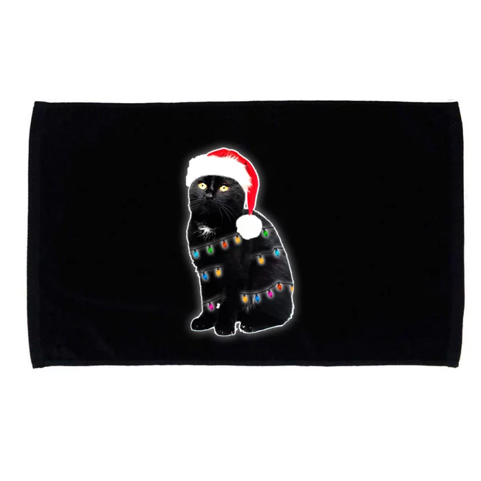 Christmas Cat Lights Microfiber Hand Towel