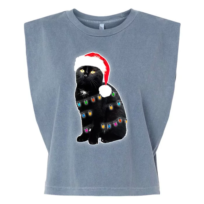 Christmas Cat Lights Garment-Dyed Women's Muscle Tee