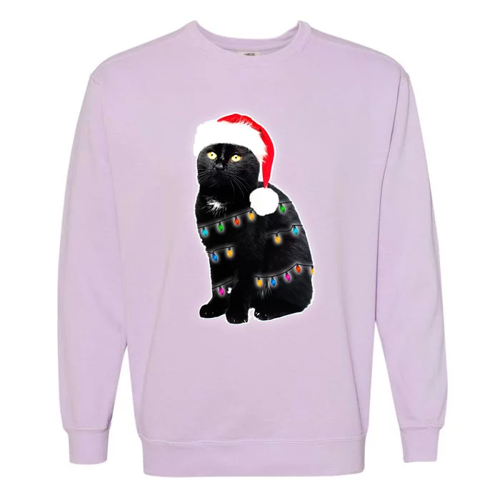 Christmas Cat Lights Garment-Dyed Sweatshirt