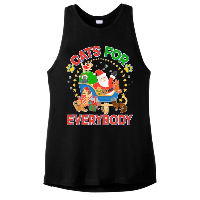 Christmas Cats For Everybody Ladies Tri-Blend Wicking Tank