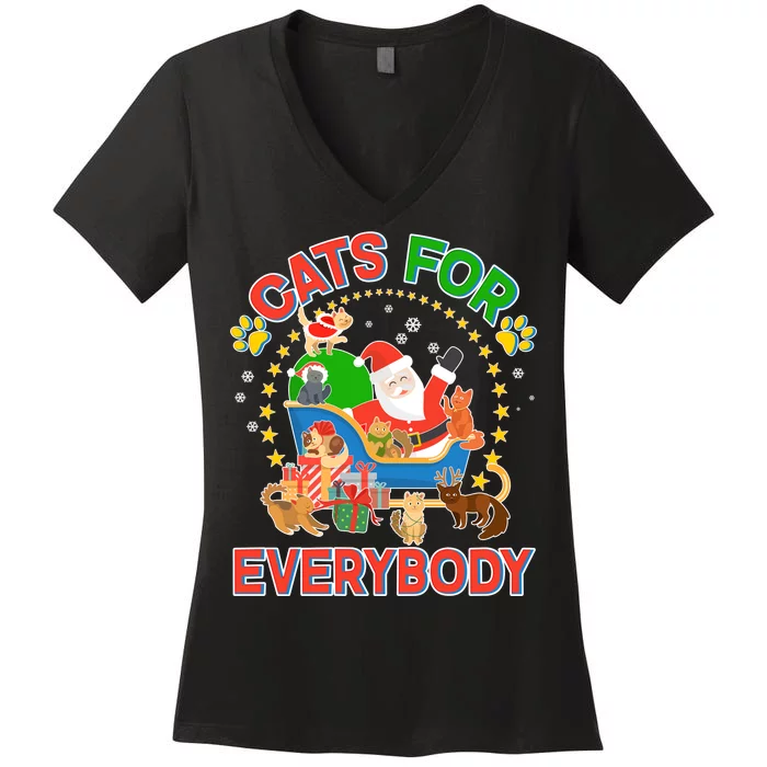 Christmas Cats For Everybody Women's V-Neck T-Shirt