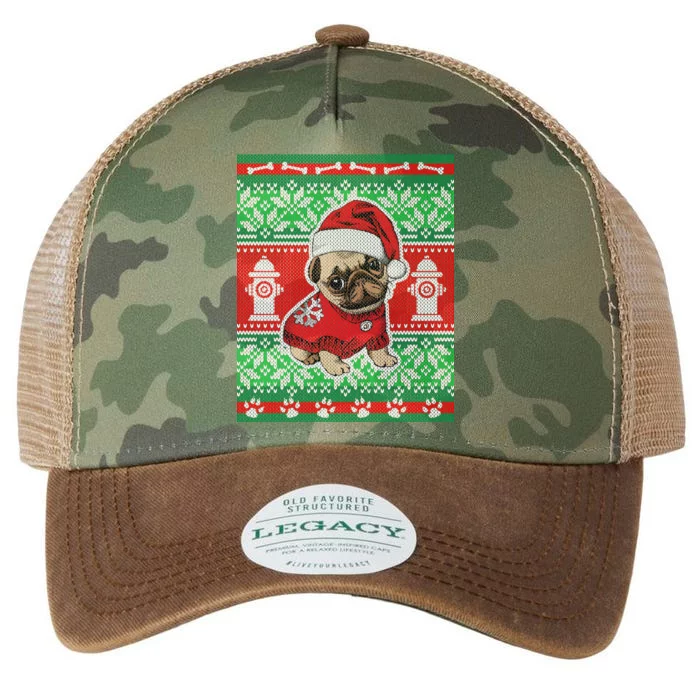 Christmas Cute Pug Ugly Sweater Legacy Tie Dye Trucker Hat