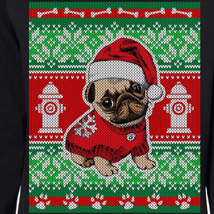 Christmas Cute Pug Ugly Sweater Womens California Wash Sweatshirt