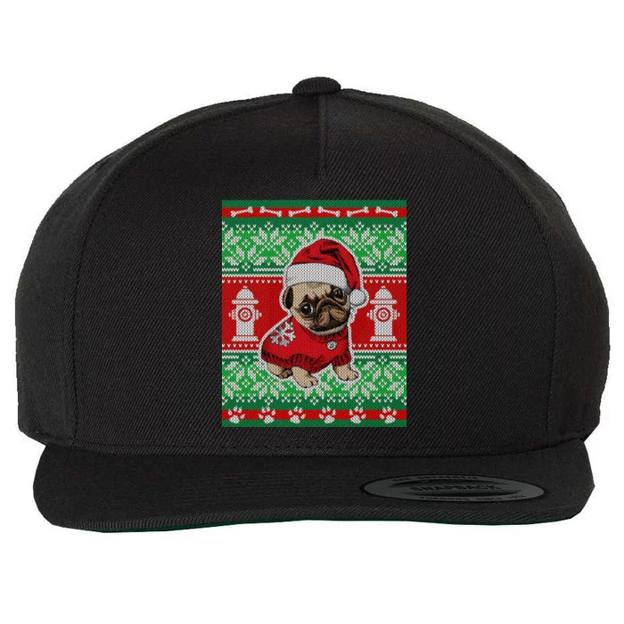 Christmas Cute Pug Ugly Sweater Wool Snapback Cap