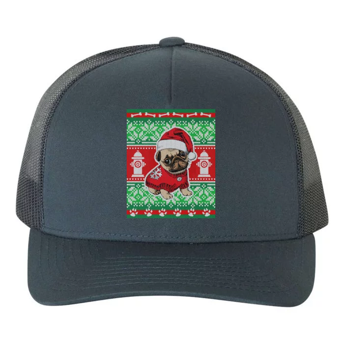 Christmas Cute Pug Ugly Sweater Yupoong Adult 5-Panel Trucker Hat