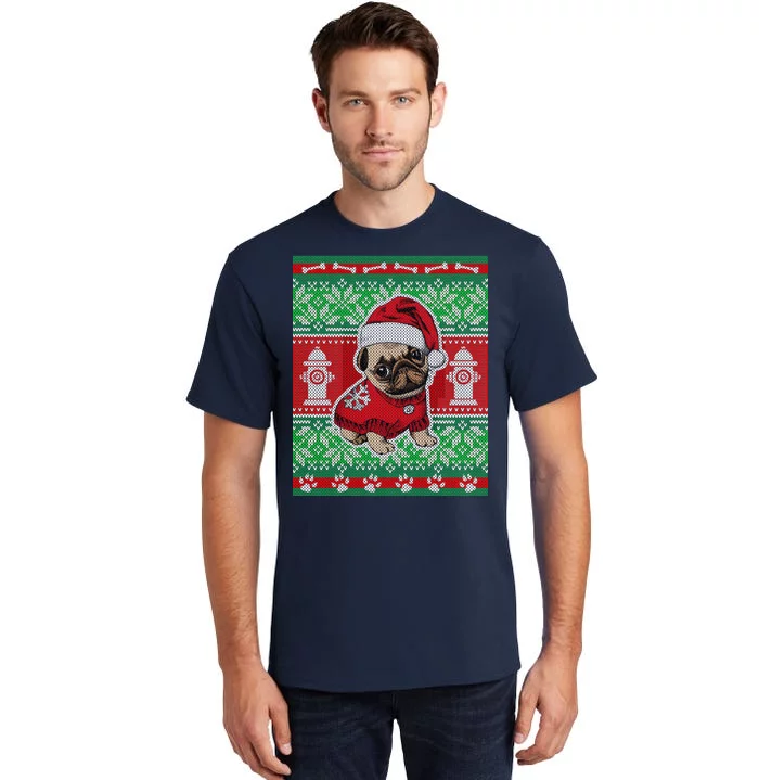 Christmas Cute Pug Ugly Sweater Tall T-Shirt