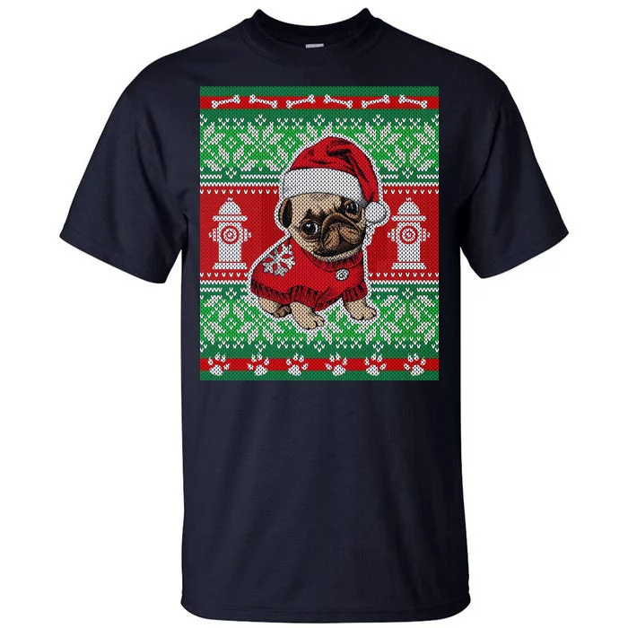 Christmas Cute Pug Ugly Sweater Tall T-Shirt