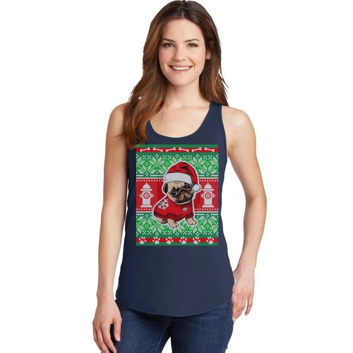 Christmas Cute Pug Ugly Sweater Ladies Essential Tank