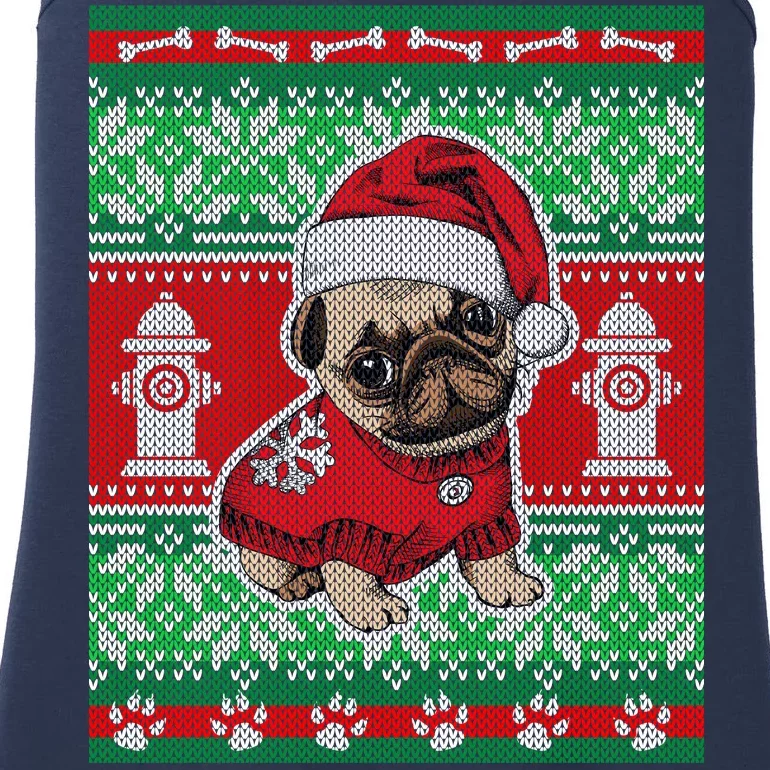 Christmas Cute Pug Ugly Sweater Ladies Essential Tank