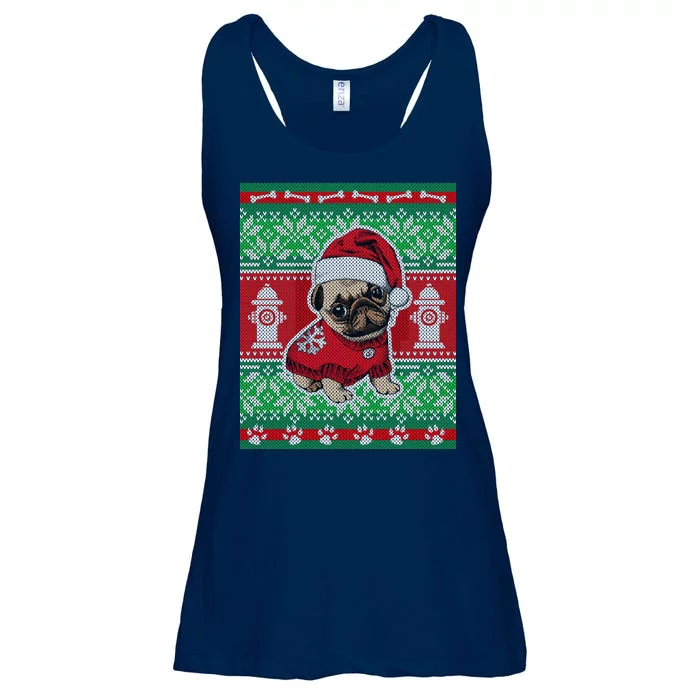 Christmas Cute Pug Ugly Sweater Ladies Essential Flowy Tank