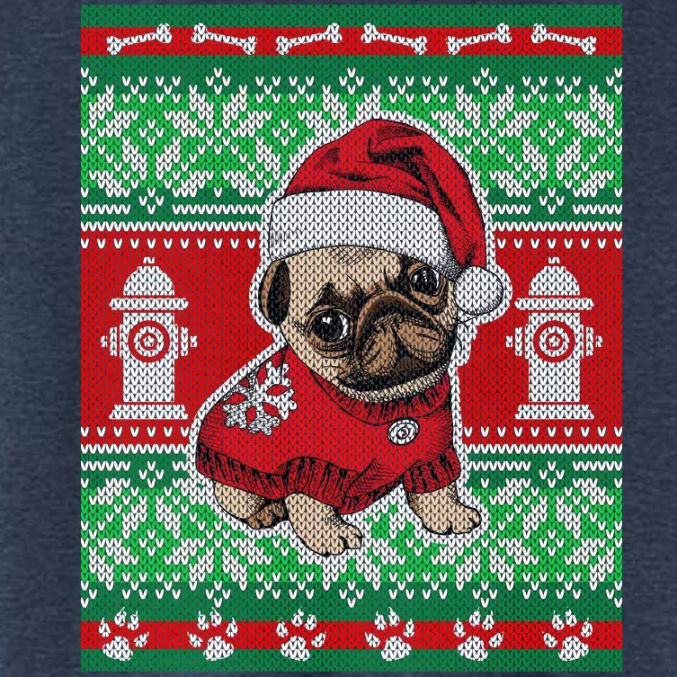 Christmas Cute Pug Ugly Sweater Women's Crop Top Tee